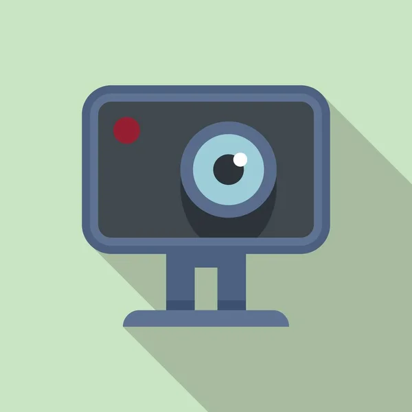 Icono de cámara de acción vector plano. Videocámara de película — Vector de stock