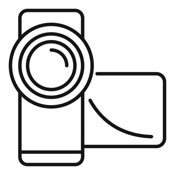 Zapis ikony kamery wektor zarysu. Kamera wideo — Wektor stockowy