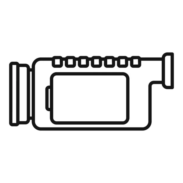 Small camcorder icon outline vector. Video camera — Stock Vector