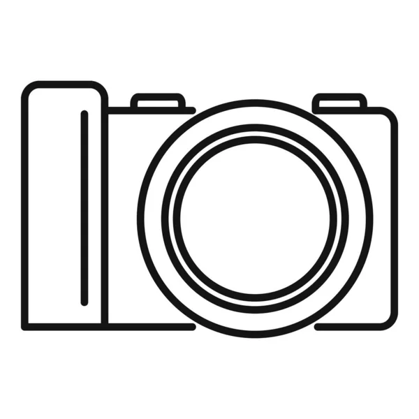 Vetor de contorno de ícone de câmera profissional. Câmera fotográfica — Vetor de Stock