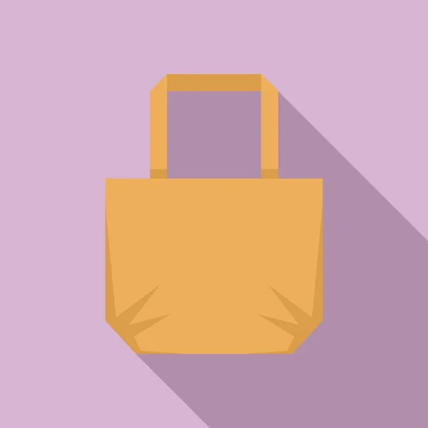 Natural eco bag icon flat vector. 옷감 핸드백 — 스톡 벡터