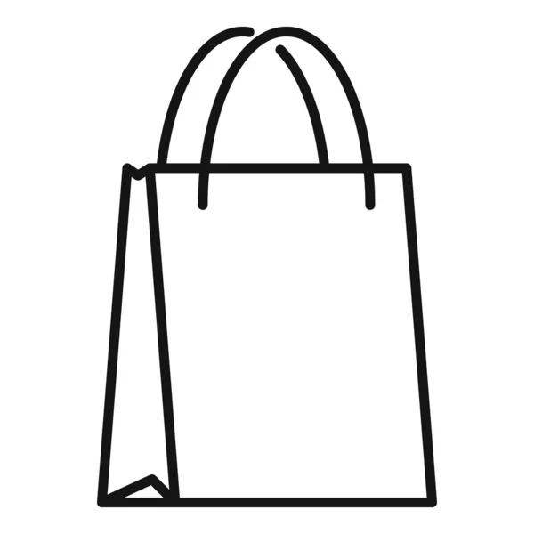 Papel eco bolsa icono contorno vector. Mango de tela — Vector de stock