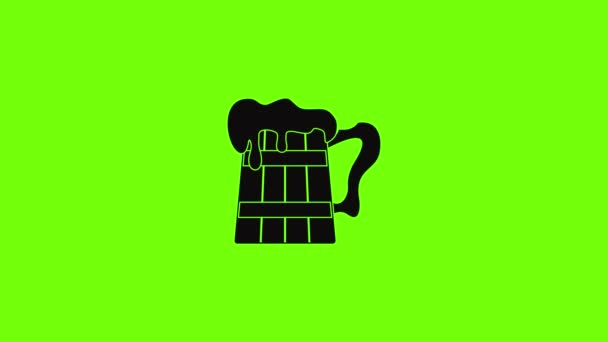 Big beer mok pictogram animatie — Stockvideo