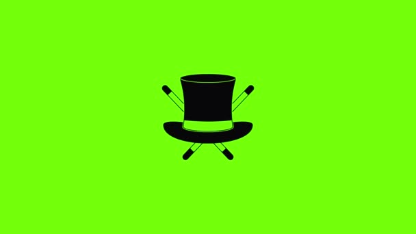 Hat with a stick icon animation — Stock Video