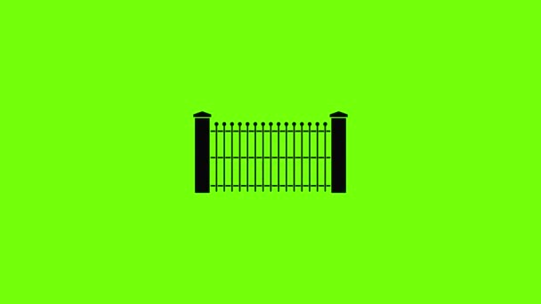 Brick and metal fence icon animation — Stock Video