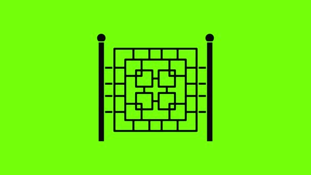 Забор с анимацией иконки металлического квадрата — стоковое видео