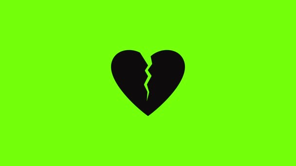 Gebroken hart pictogram animatie — Stockvideo