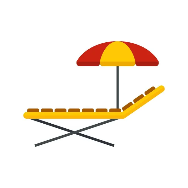 Sunbed y paraguas icono plano aislado vector — Vector de stock