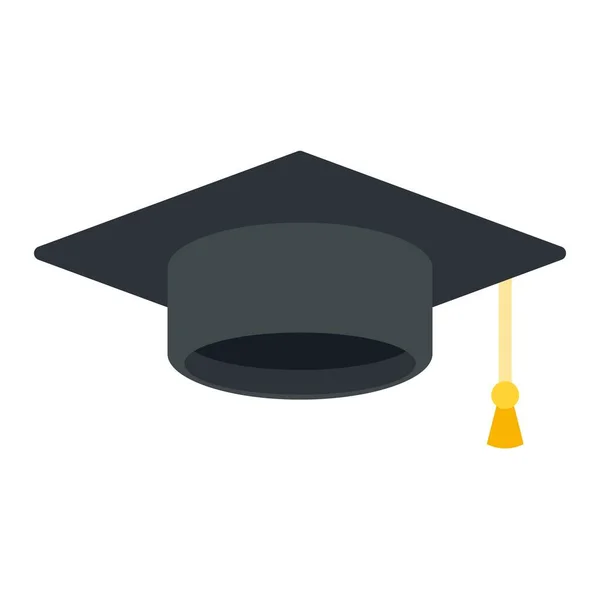 Graduación sombrero icono plano aislado vector — Vector de stock