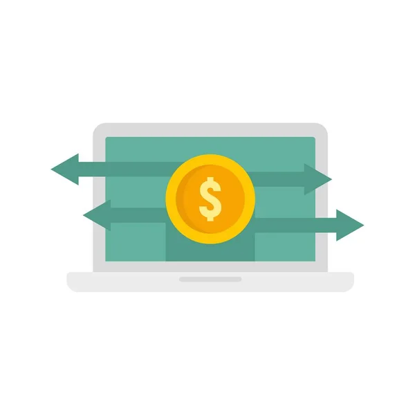 Portátil icono de transferencia de dinero plana vector aislado — Vector de stock