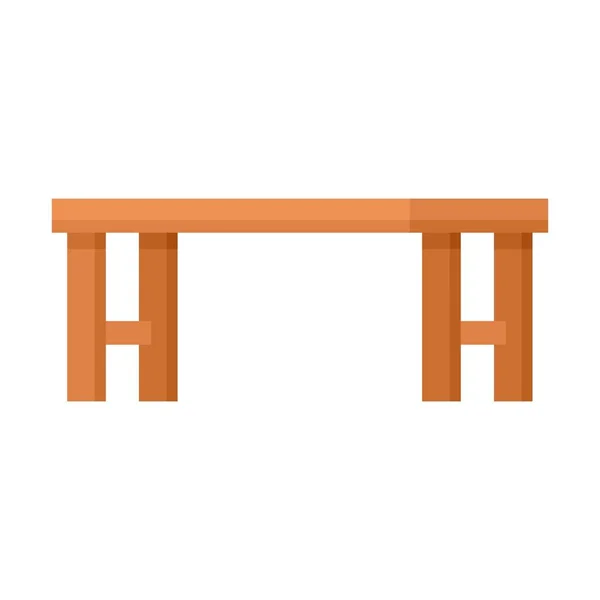 Long banc en bois icône plat isolé vecteur — Image vectorielle