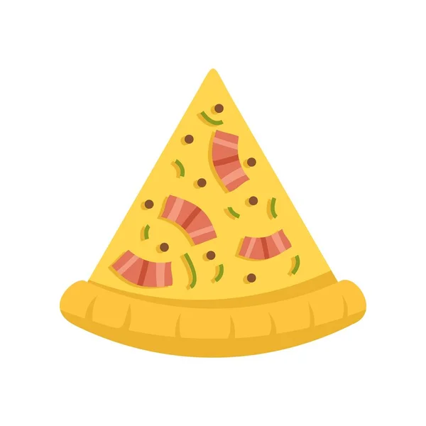 Baked pizza slice icon flat isolated vector - Stok Vektor