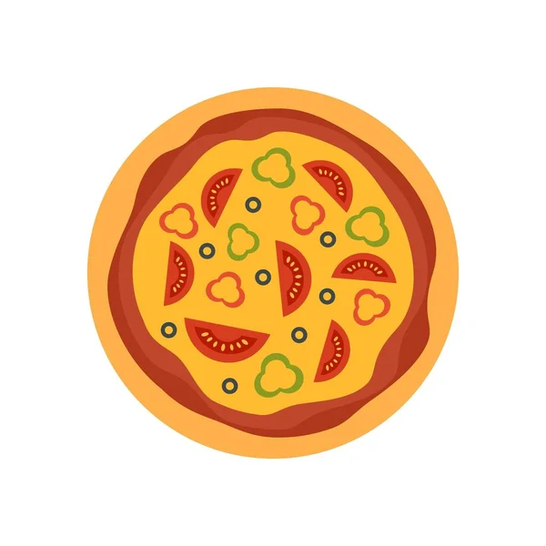 Tomate Paprika Pizza Symbol flache isolierte Vektor — Stockvektor