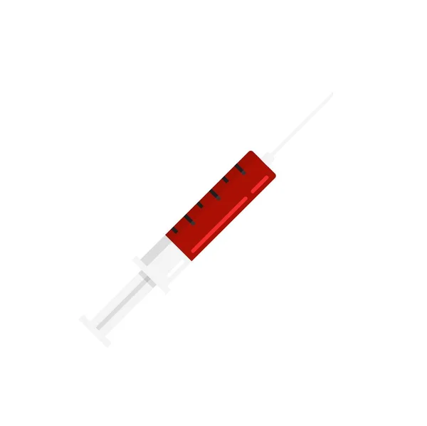 Blood full syringe icon flat isolated vector —  Vetores de Stock