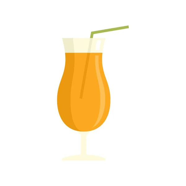 Orange juice glass icon flat isolated vector — стоковый вектор