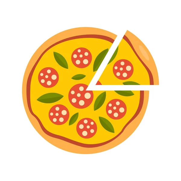 Slice sausage pizza icon flat isolated vector — Stock Vector