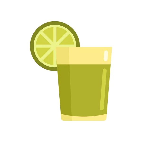 Tequila lima icono de vidrio plano aislado vector — Vector de stock
