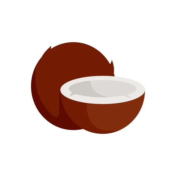 Exotická ikona kokosu plochý izolovaný vektor — Stockový vektor