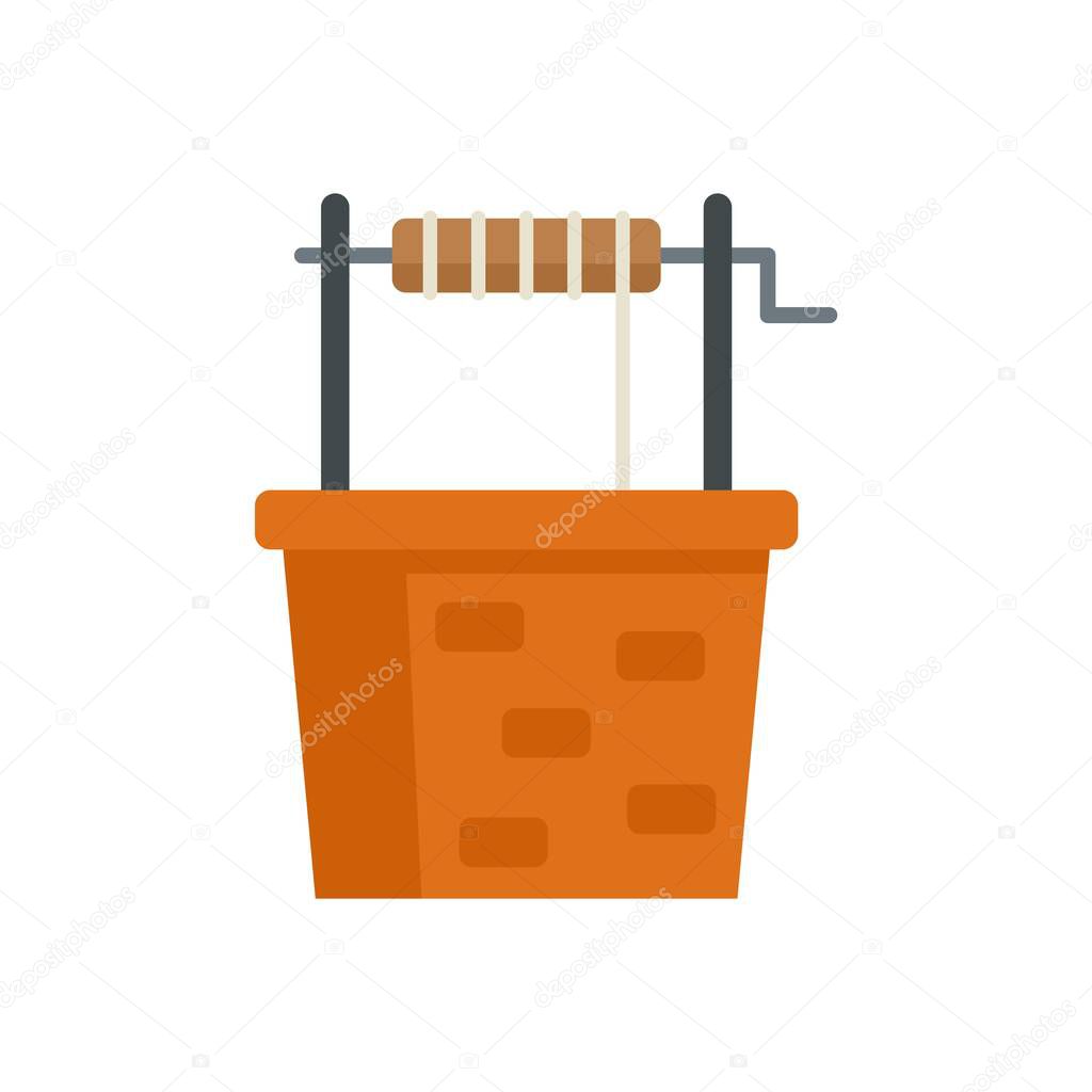 Ancient water well icon flat isolated vector