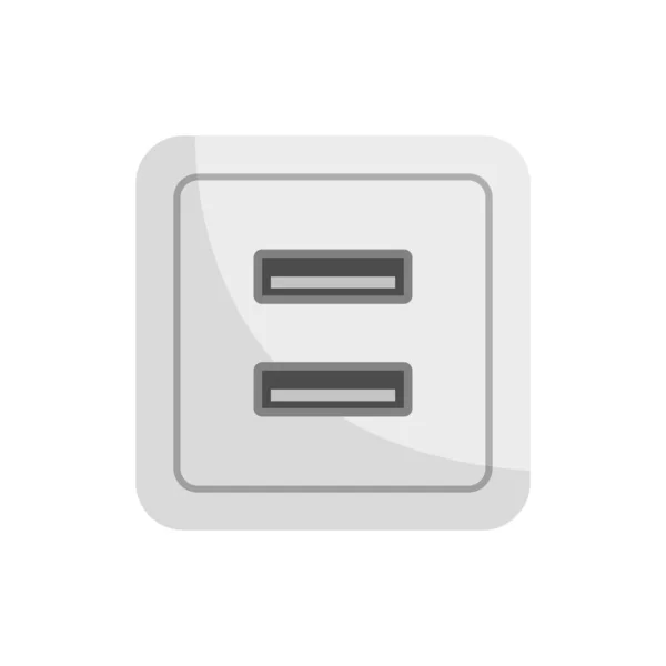 Usb stopcontact pictogram platte geïsoleerde vector — Stockvector