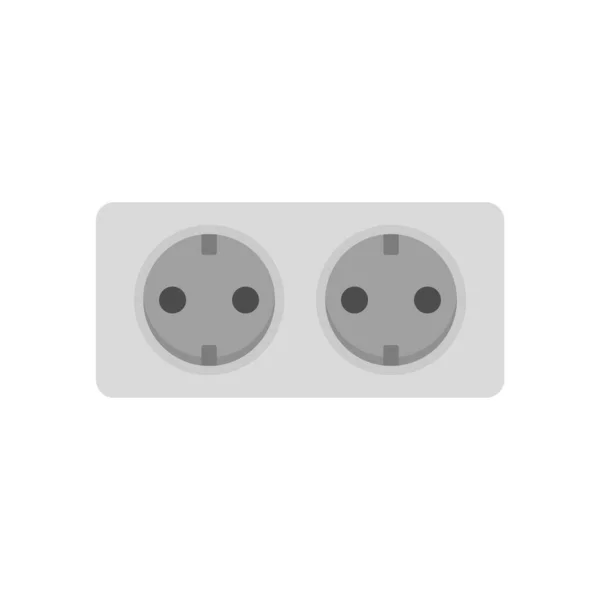 Double wall power socket icon flat isolated vector — Stock Vector