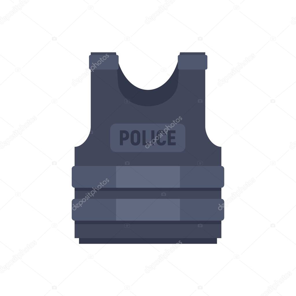 Police bulletproof vest icon flat isolated vector