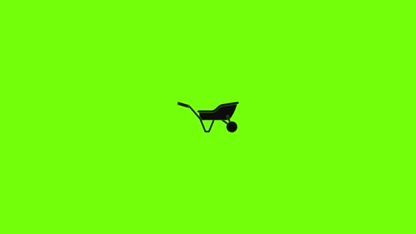 Garden wheelbarrow icon animation — Stock Video