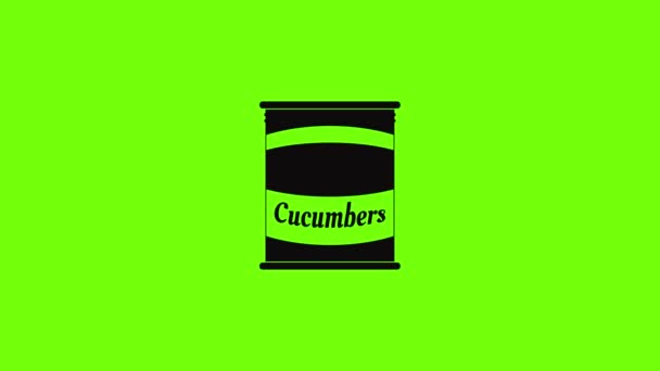 Komkommers tin kan pictogram animatie — Stockvideo