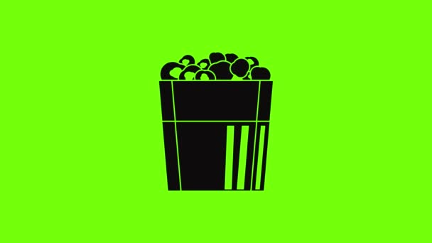 Papieren popcorn doos pictogram animatie — Stockvideo