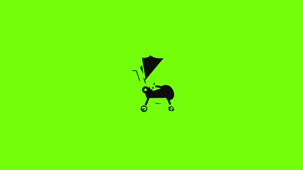 Baby pram icon animation — Stock Video