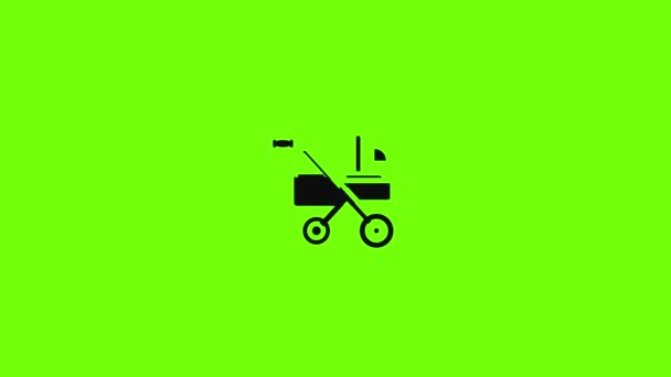 Modern baby carriage icon animation — Stock Video