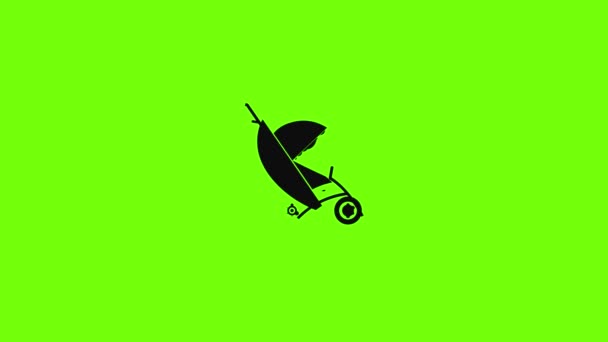 Baby stroller icon animation — Stock Video