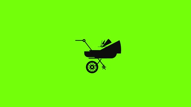 Retro baby carriage icon animation — Stock Video