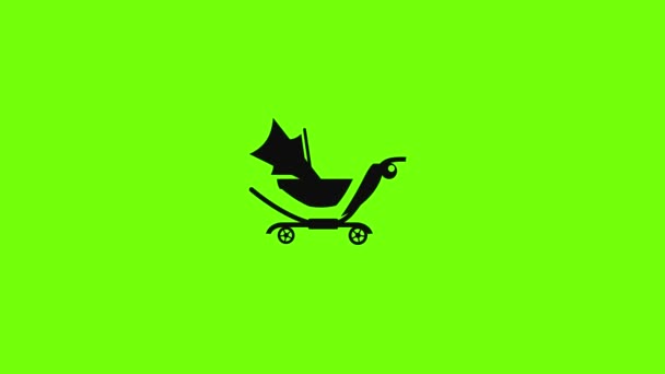 Classic baby pram icon animation — Stock Video