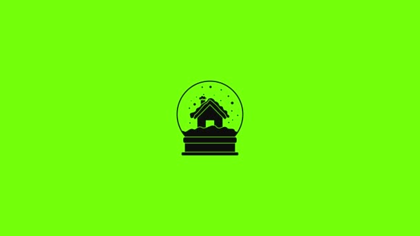 Casa de madeira bola de vidro ícone animação — Vídeo de Stock