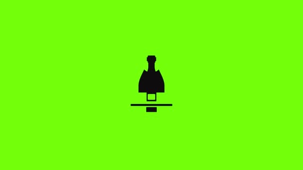 Open champagne fles pictogram animatie — Stockvideo