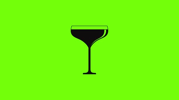 Champagne glas pictogram animatie — Stockvideo