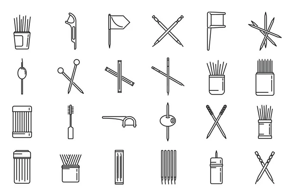 Toothpick icons set outline vector. Clean accessory — Stock Vector