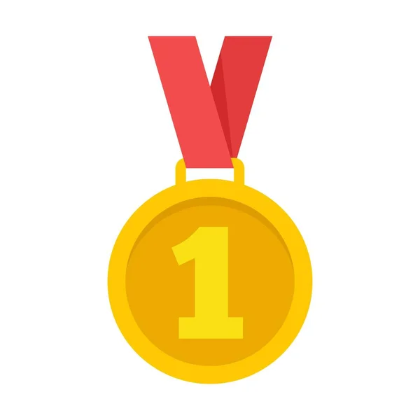 Gouden premium medaille pictogram platte geïsoleerde vector — Stockvector