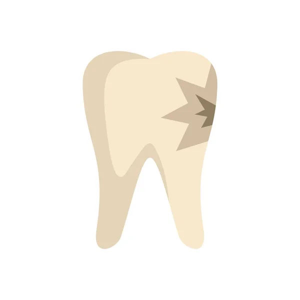 Cracked tooth icon flat isolated vector — Stock Vector