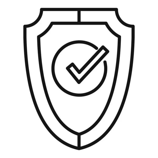 Quality shield icon outline vector. Check guarantee — Stock Vector