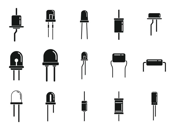 Diode icons set simple vector. Anode light — Stock Vector