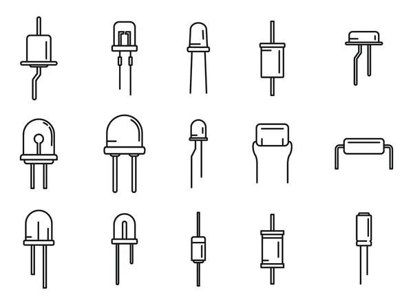 Diode pictogrammen zet omtrek vector. Ananodelicht — Stockvector