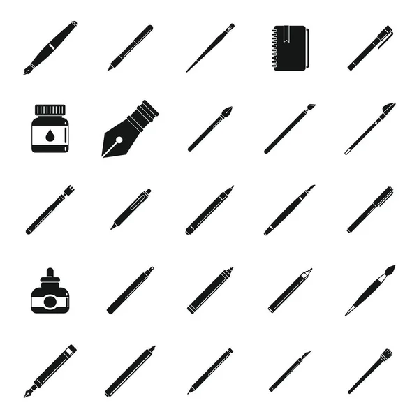 Ferramentas de caligrafia ícones definir vetor simples. Pintura nib — Vetor de Stock