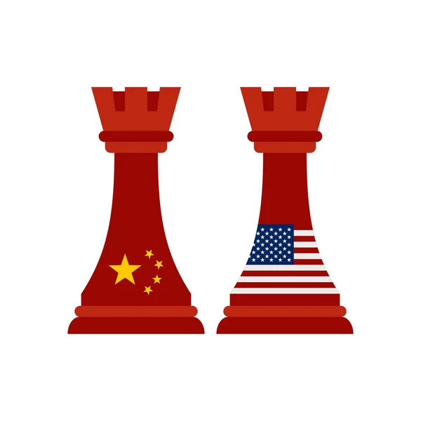 Handelskrieg Schach-Ikone flach isolierten Vektor — Stockvektor