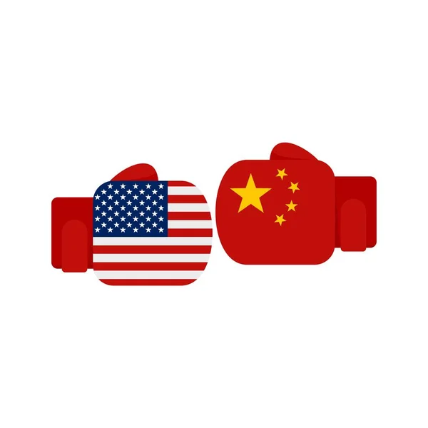 Handelskrieg Boxhandschuhe Symbol flache isolierte Vektor — Stockvektor