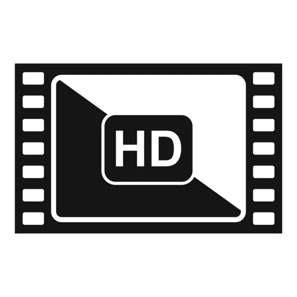 Icona pellicola HD semplice vettore. Video del cinema — Vettoriale Stock