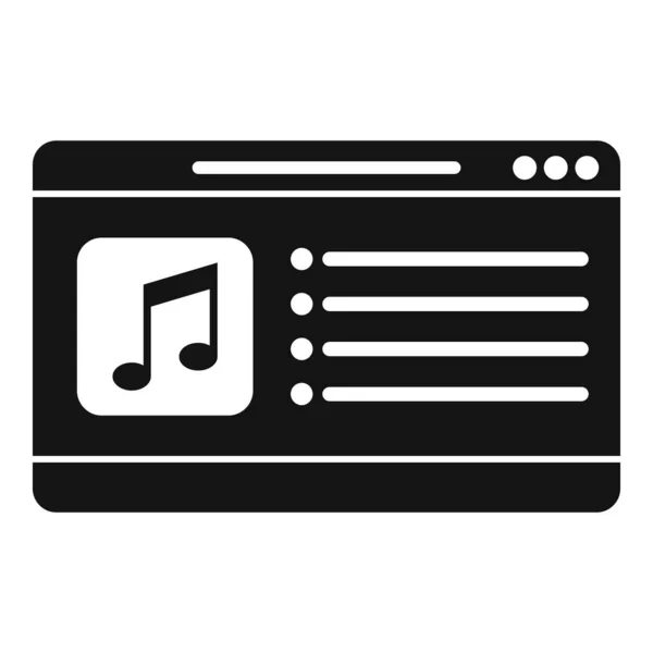 Ícone de lista de reprodução de laptop vetor simples. Áudio musical — Vetor de Stock
