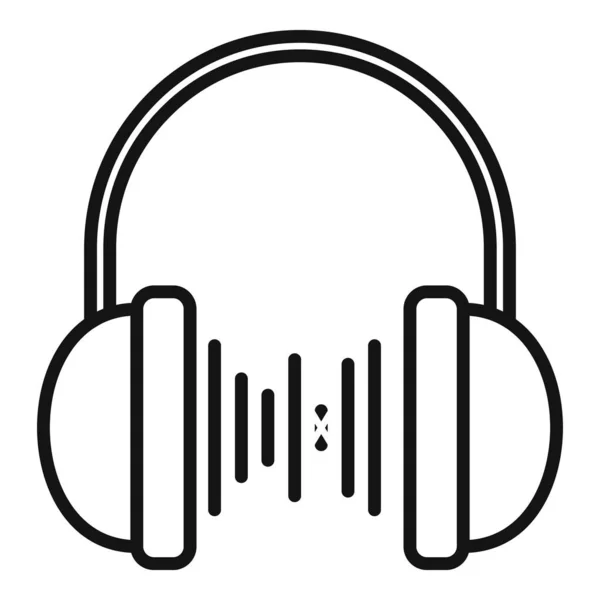 Headphones playlist ícone contorno vetor. Canção musical — Vetor de Stock