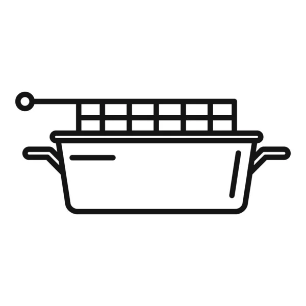 Essen Fritteuse Symbol Umrissvektor. Ölmaschine — Stockvektor